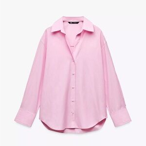 NWT Zara Shirt Basic Oxford Women’s Light Pink Button Down Size S